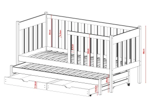 KAJA 90x190 grafiet uitschuifbaar tweepersoonsbed Lano Meubels