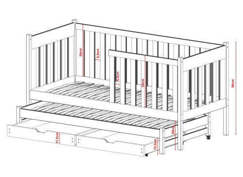 KAJA 90x200 grenen uitschuifbaar tweepersoonsbed Lano Meubels