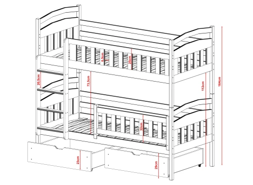 IGNAŚ 90x200 grafiet stapelbed Lano Meubels