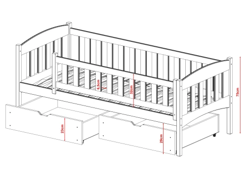 GUCIO 90x200 grenen eenpersoons kinderbed Lano Meubels
