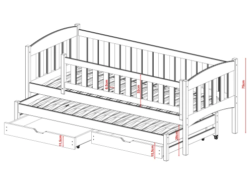 AMELKA 90x180 grafiet uitschuifbaar tweepersoonsbed Lano Meubels