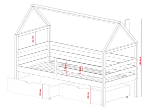 ARON 90x190 roze eenpersoons kinderbed huisje Lano Meubels