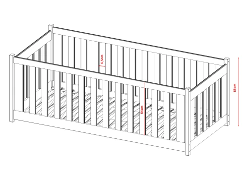 CONCEPT 90x180 roze Montessori vloerbed voor kinderen Lano Meubels