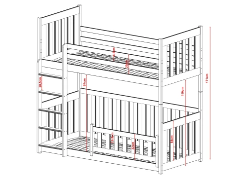 CRIS 90x200 grafiet stapelbed Lano Meubels