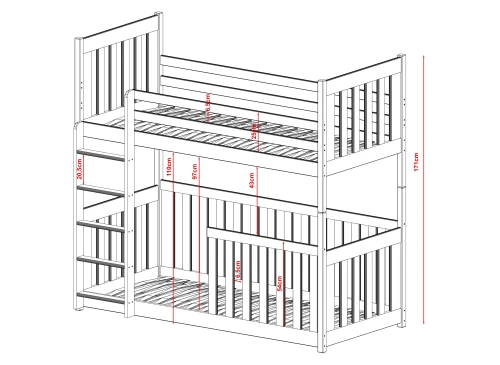 CRIS 90x200 grafiet stapelbed Lano Meubels