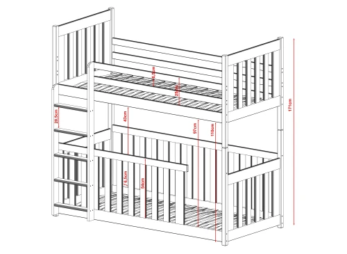 CRIS 90x200 grafiet stapelbed Lano Meubels