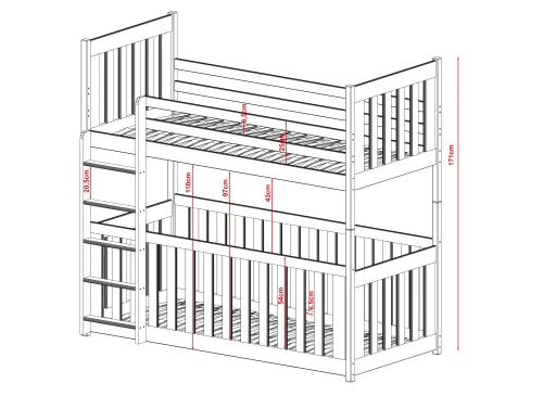 CRIS 90x200 grafiet stapelbed Lano Meubels