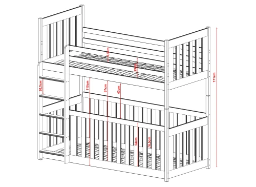 CRIS 90x200 grafiet stapelbed Lano Meubels