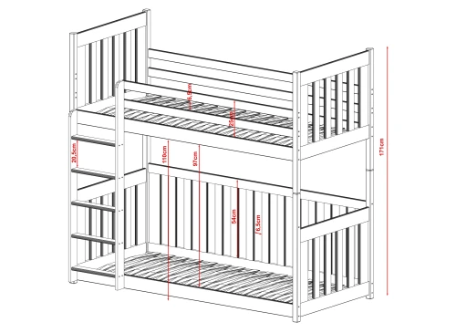 CRIS 90x200 grenen stapelbed Lano Meubels