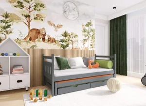 DANIEL 80x200 grafiet uitschuifbaar tweepersoonsbed Lano Meubels