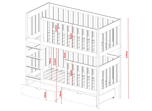 DAWID 90x200 grenen stapelbed Lano Meubels