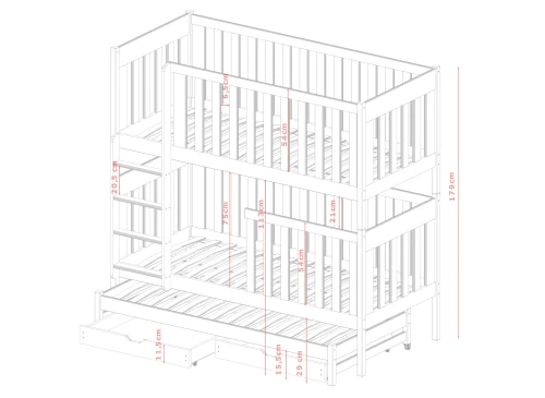 EMILKA 80x180 grafiet stapelbed Lano Meubels