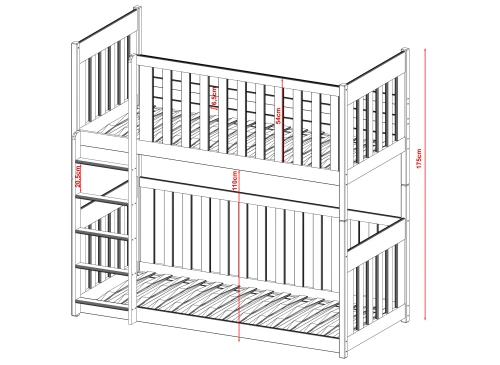 KONRAD 80x180 roze stapelbed Lano Meubels