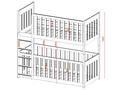 KONRAD 80x190 grenen stapelbed Lano Meubels
