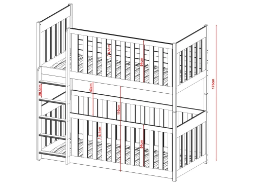 KONRAD 80x200 roze stapelbed Lano Meubels