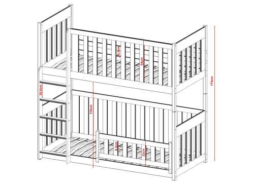 KONRAD 90x180 grenen stapelbed Lano Meubels