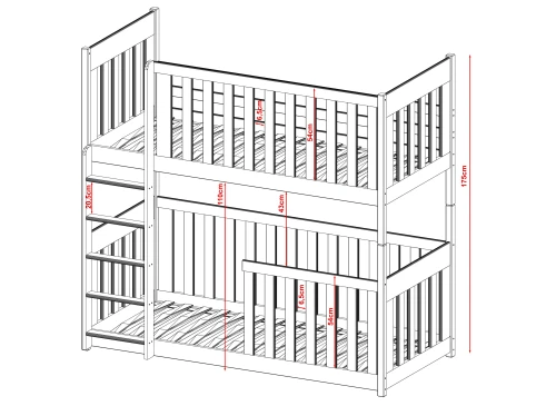 KONRAD 90x180 grenen stapelbed Lano Meubels