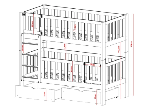 KSAWERY 80x180 grenen stapelbed Lano Meubels