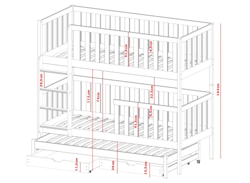 LEA 90x200 grafiet stapelbed Lano Meubels