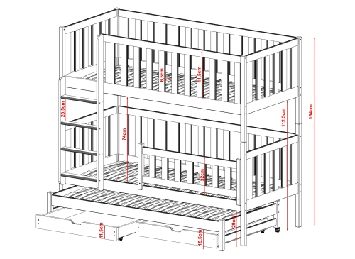 LEA 90x200 grenen stapelbed Lano Meubels