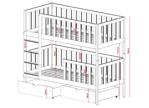 MICHALINA 80x160 grafiet stapelbed Lano Meubels