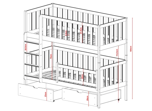 MICHALINA 80x180 grafiet stapelbed Lano Meubels