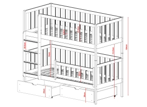 MICHALINA 80x200 grafiet stapelbed Lano Meubels