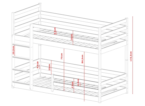 MINI 90x200 grenen stapelbed Lano Meubels