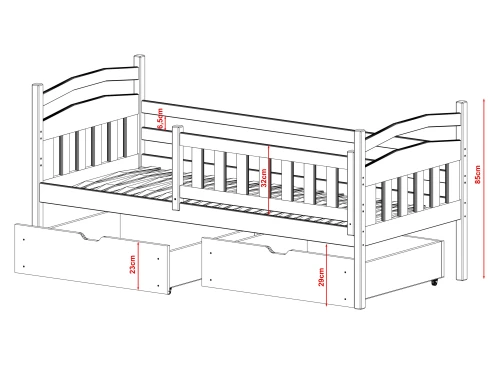 TERRY 80x200 grafiet eenpersoons kinderbed Lano Meubels