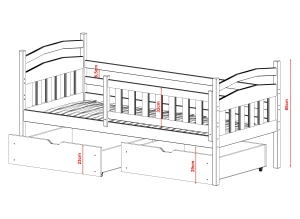 TERRY 80x200 blauw eenpersoons kinderbed Lano Meubels