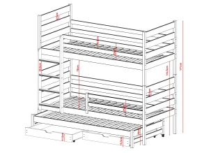 TOMI 90x190 grafiet stapelbed Lano Meubels