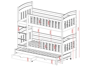 VIKI 80x190 grafiet stapelbed Lano Meubels
