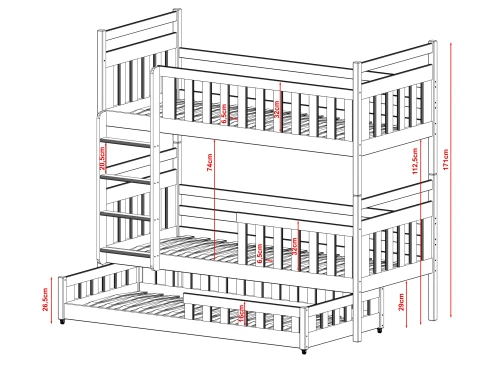 OLIWIA 80x190 grafiet stapelbed Lano Meubels