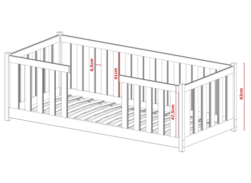 FERO 90x200 blauw Montessori vloerbed voor kinderen Lano Meubels