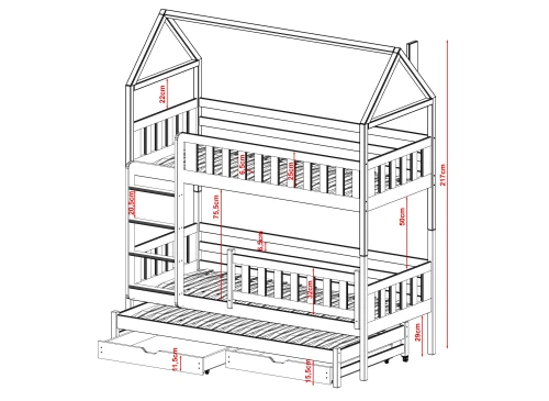 IGA 90x200 grafiet huisjesbed Lano Meubels
