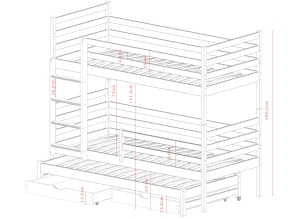 LUK 90x190 roze stapelbed Lano Meubels