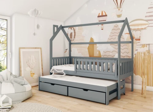 MONKEY 90x200 grafiet kinderbed huisbed Lano Meubels