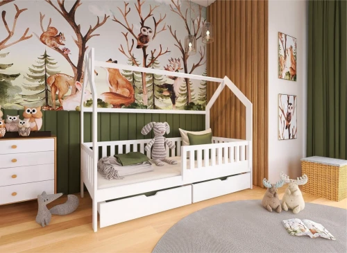 NATAN 80x180 wit eenpersoons kinderbed huisbed Lano Meubels