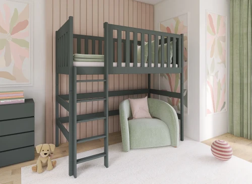 LAURA 90x200 grafiet hoogslaper eenpersoons Lano Meubels