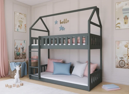 POLA 80x190 grafiet stapelbed Lano Meubels