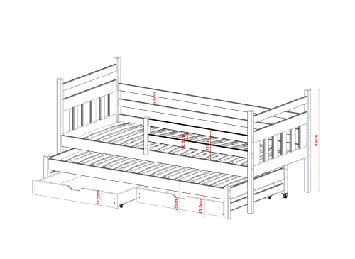 DANIEL 90x200 grenen uitschuifbaar tweepersoonsbed Lano Meubels