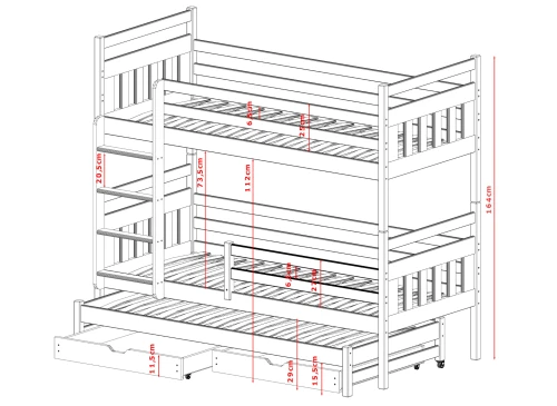 SEWERYN 90x200 grenen stapelbed Lano Meubels