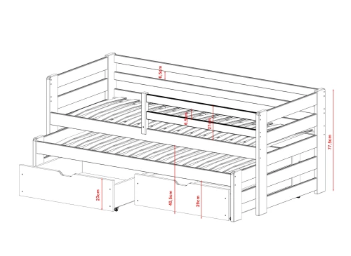 SENSO 90x190 grenen uitschuifbaar tweepersoonsbed Lano Meubels