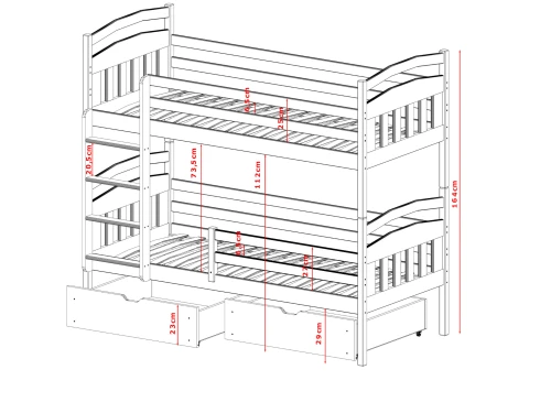GABI 80x170 grafiet stapelbed Lano Meubels