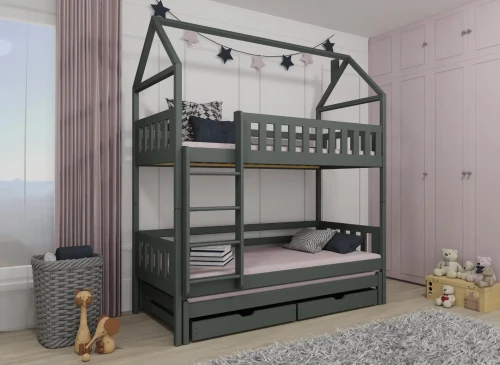 IGA 90x200 grafiet huisjesbed Lano Meubels