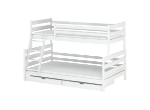 FAMI 90x200/120x200 wit stapelbed met breder ligvlak Lano Meubels