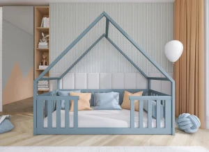 BEE 90x180 grijs Montessori vloerbed voor kinderen huisje Lano Meubels