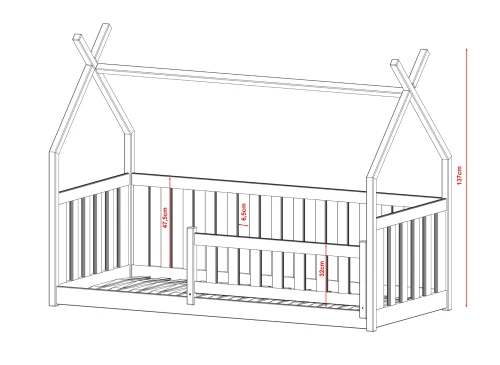 BOGUŚ 80x160 wit Montessori vloerbed voor kinderen tipi Lano Meubels