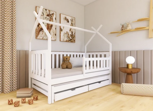 TYTUS 80x190 wit uitschuifbaar tipi tweepersoonsbed Lano Meubels