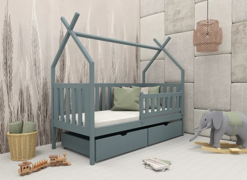 SIMBA 80x190 grijs eenpersoons kinderbed tipi Lano Meubels